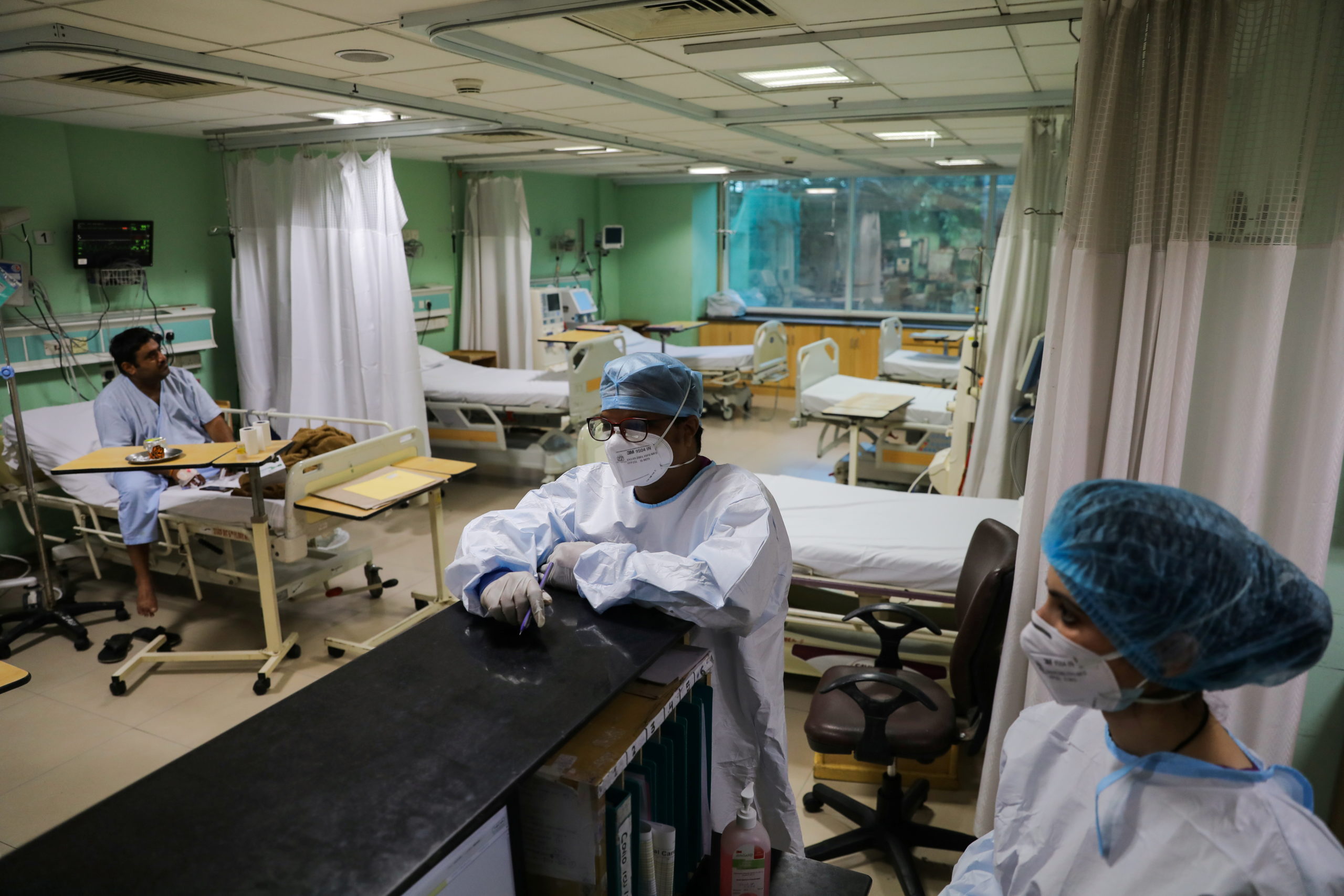 Healthcare workers are seen inside a ward for coronavirus disease (COVID-19) patients at Sir Ganga Ram Hospital in New Delhi