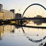 The morning sun shines on the River Clyde and the venue for the UN Climate Change Conference (COP26) in Glasgow