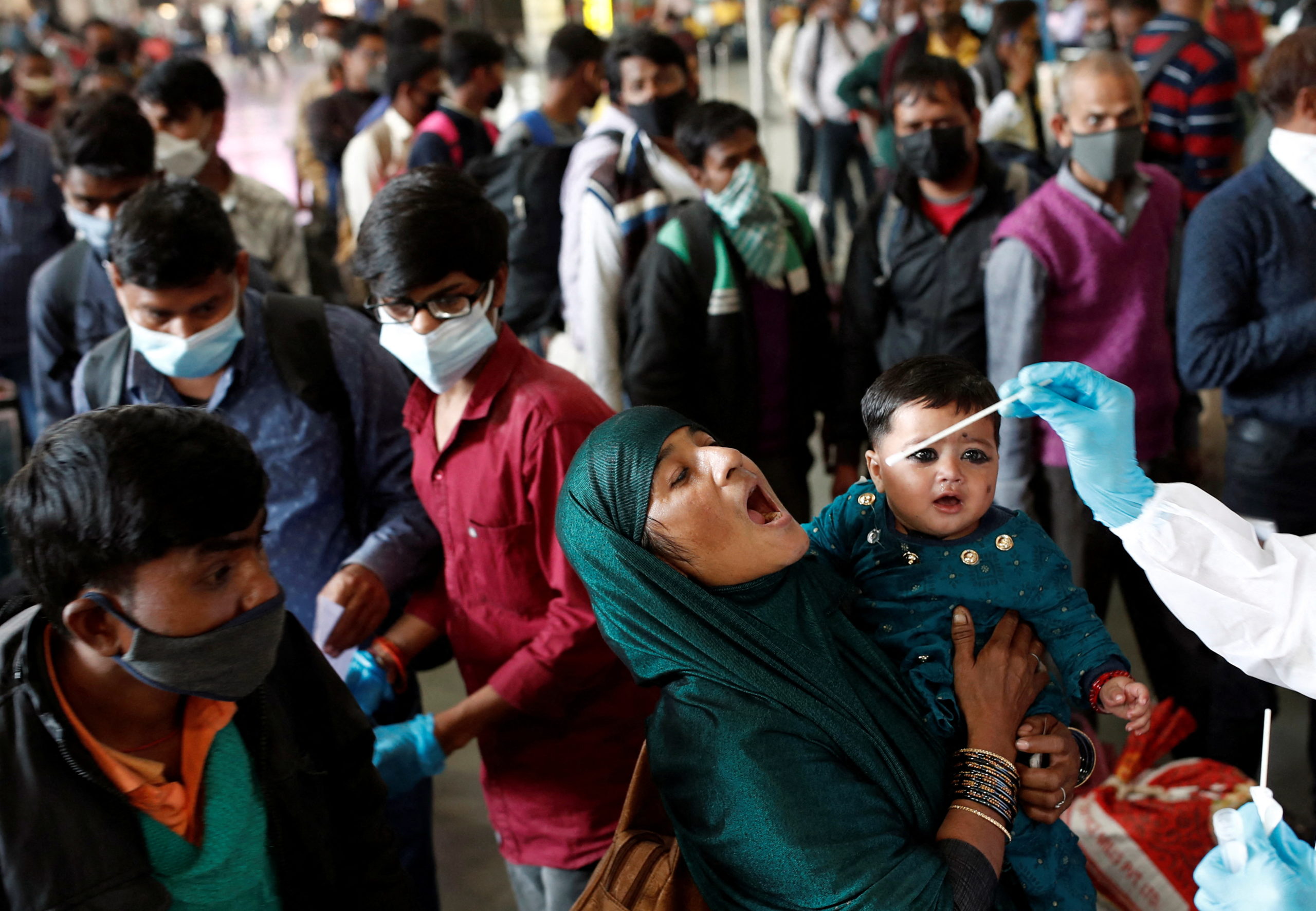 Rapid antigen testing campaign for COVID-19 at railway station in Mumbai