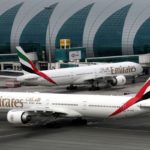 FILE PHOTO: Emirates Boeing 777 planes at Dubai International Airport