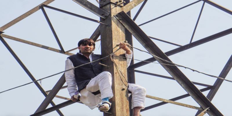 Denied Civic Election Ticket, AAP Councillor Climbs Electricity Tower in Protest - Vimarsana News