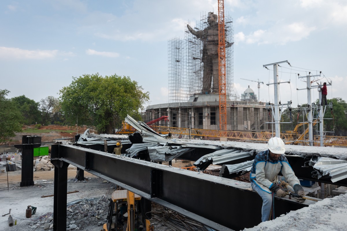 In Photos Construction of 125 Foot Ambedkar Statue in Full Swing in