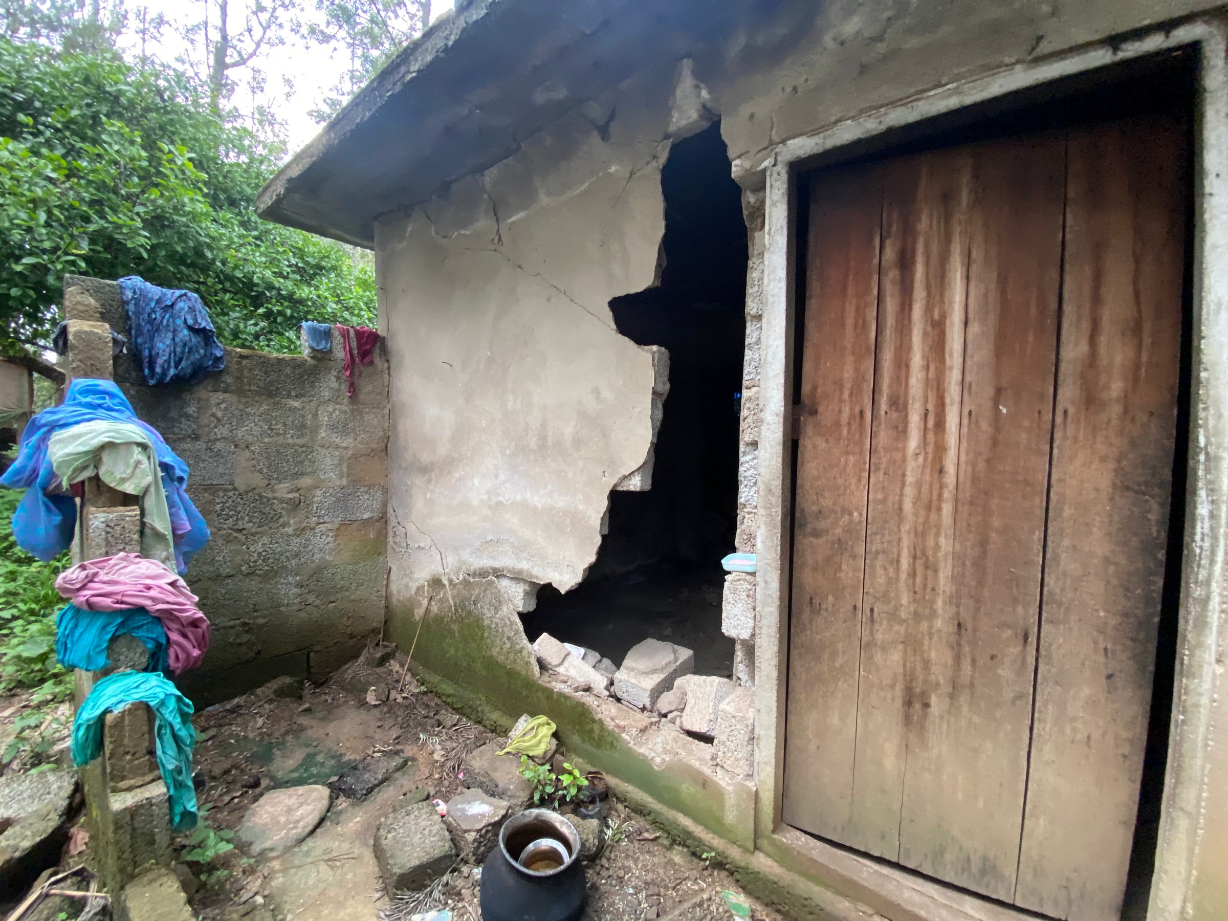 A house damaged by Arikomban in 301 Colony.
